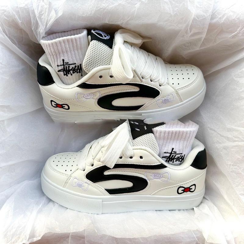 

Летняя обувь для скейтборда высокой ценности, мужской и женский хлеб, маленькие белые туфли, дизайн с бантом, новая повседневная и дышащая 40