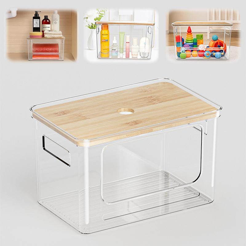 Müllbeutelspender, Stapelbar mit Bambusdeckel – Extra großer Müllbeutelhalter & Unterspülbecken-Organizer für die Küche