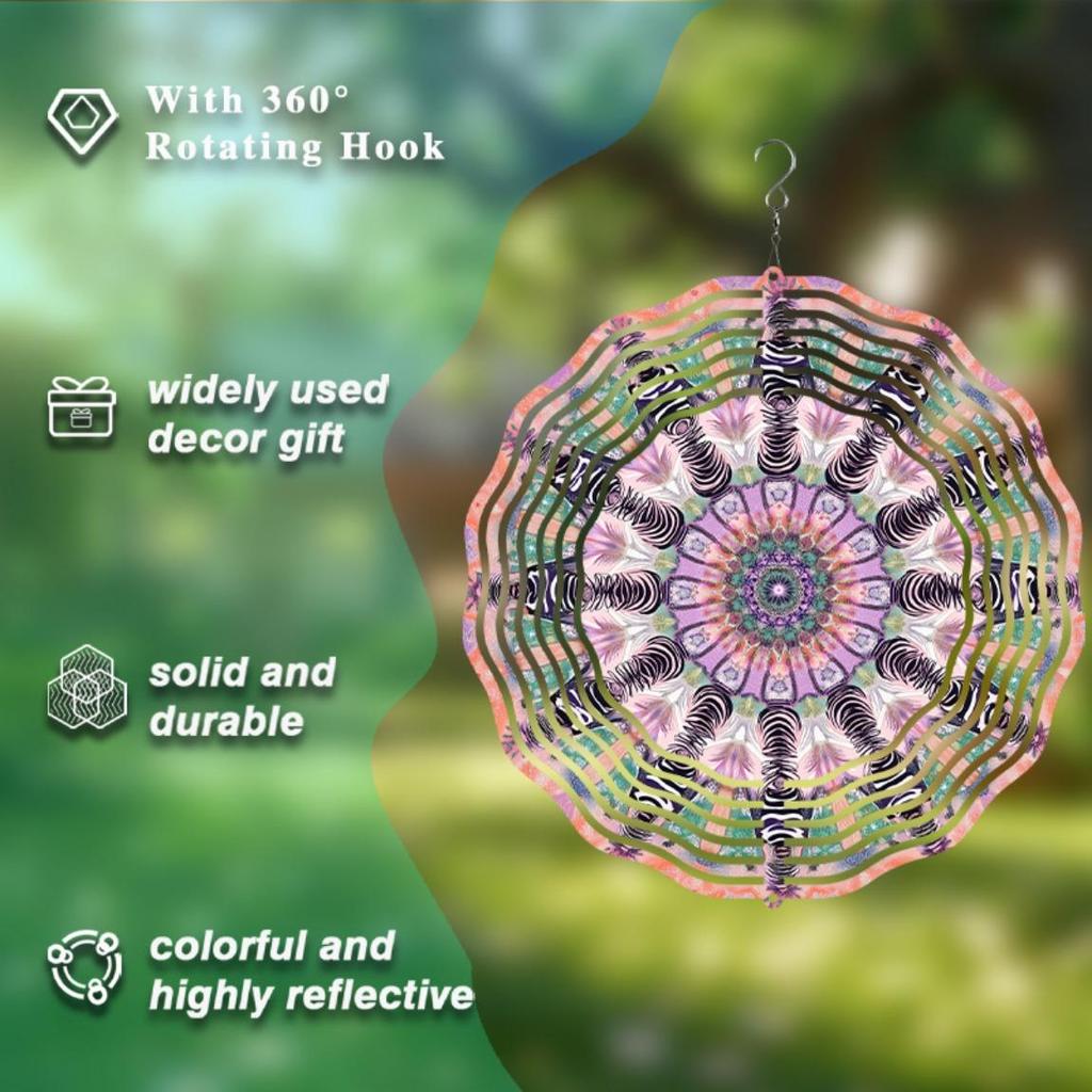 360 Grad drehbares 10 Zoll Hänge-Windspiel für Außen, aufwendiges Metalldesign in lebhaften Farben, perfekt für Garten, Rasen und saisonale Dekoration