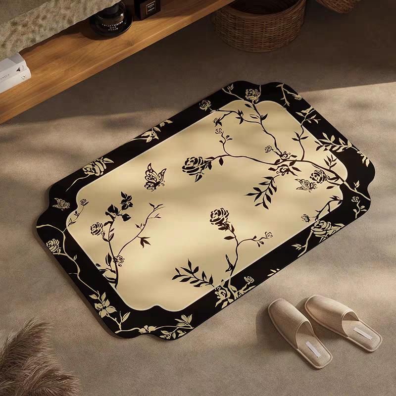 Medieval Style Diatom Mud Floor Mat, High-Grade Sense, Dirt-Resistant And Easy To Take Care Of, Bathroom, Water-Absorbing, Non-Slip