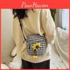 Stylish Summer Canvas Small Shoulder Bag For Women In Trendy Checkered Design