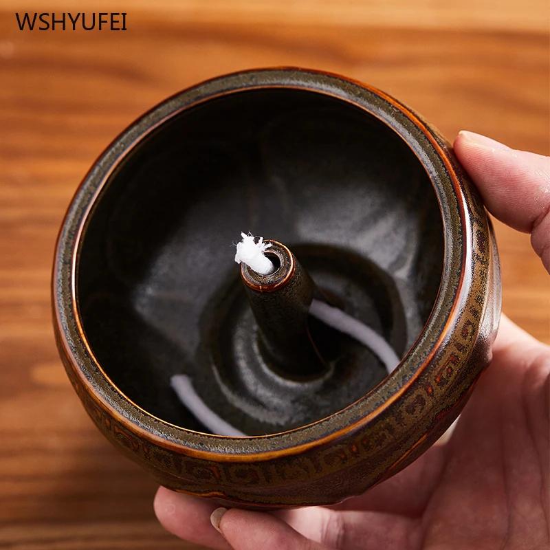 1 Pc Ceramic Butter Lamp Buddhist Temple Supplies Temple Law Society Make Offerings To Buddha Living Room Home Decor Blessing