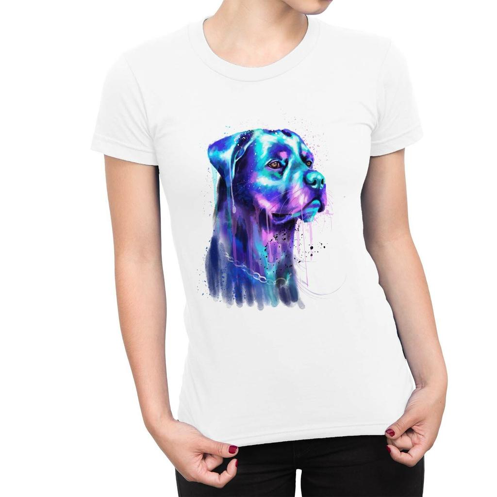 1Tee Womens Painted Abstract Rottweiler Dog T-Shirt