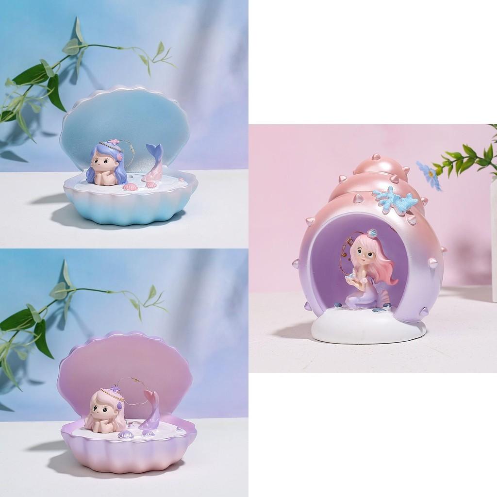 Mermaid Princess Starlight Lamp Creative Resin Home Decor Bedroom Night Light