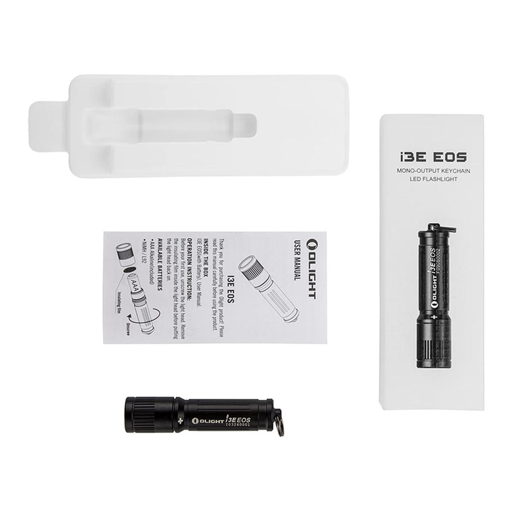 OLIGHT I3E EOS Keychain LED Mini Smooth 90 IPX8 Obsahuje AAA nouzovou kempinkovou svítilnu při výpadku napájení, Světlo, Světlo, Velikost, Nastavení, Šroubování