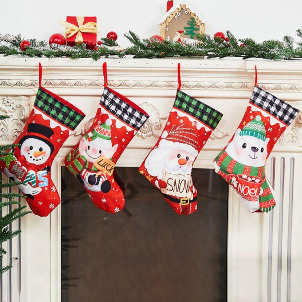 Cloth Christmas Stockings Multicolor Large Capacity Xmas Stocking DIY Durable Christmas Decorations Bag Tree Decoration