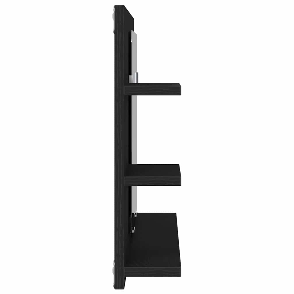 Bathroom Mirror Cabinet Black Oak 90 X 11 X 45 Cm Wood Based Panel