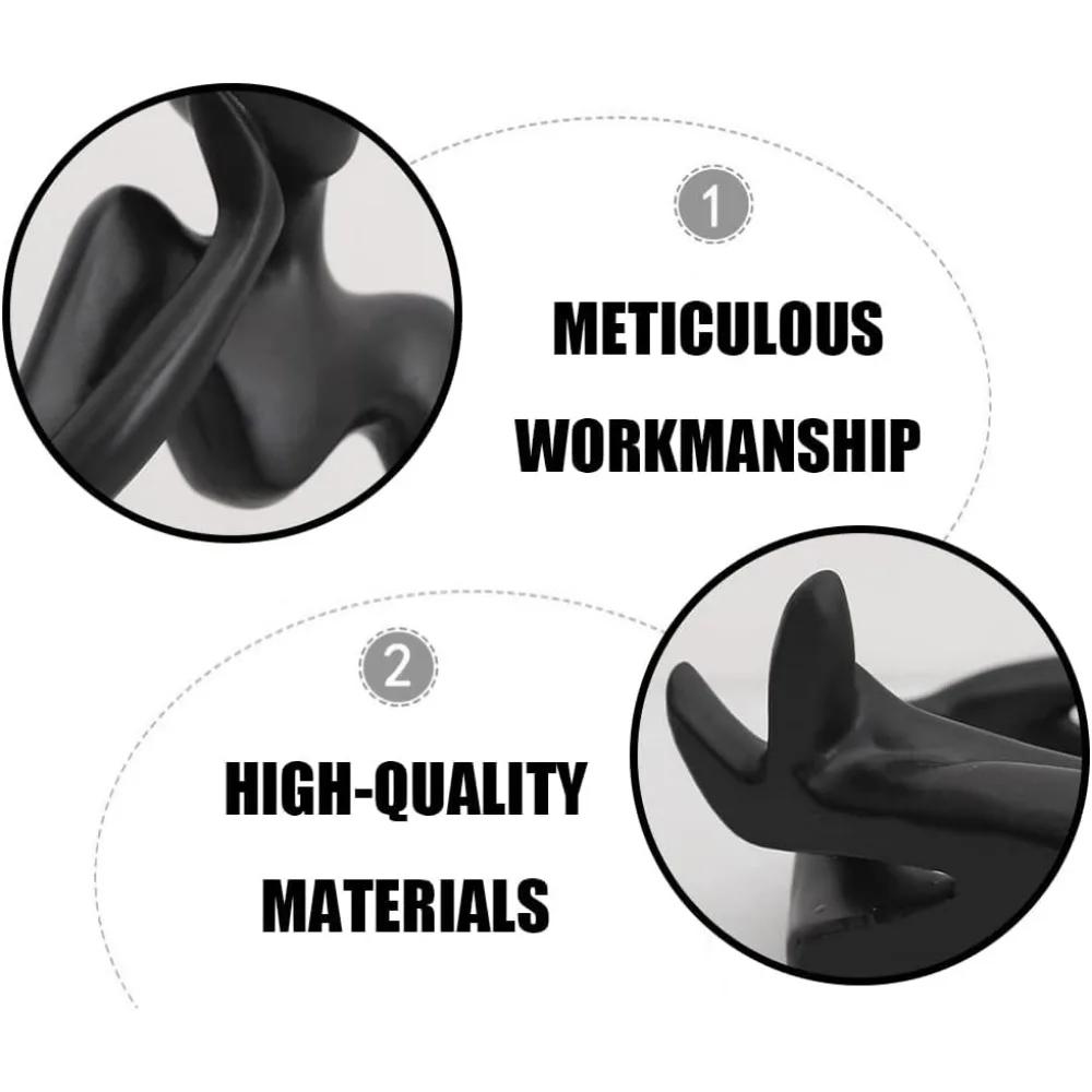 Decorations for Home Living Room Office Mini Thinker Sculpture Ornaments Resin Black Modern Abstract Sculptures Desktop