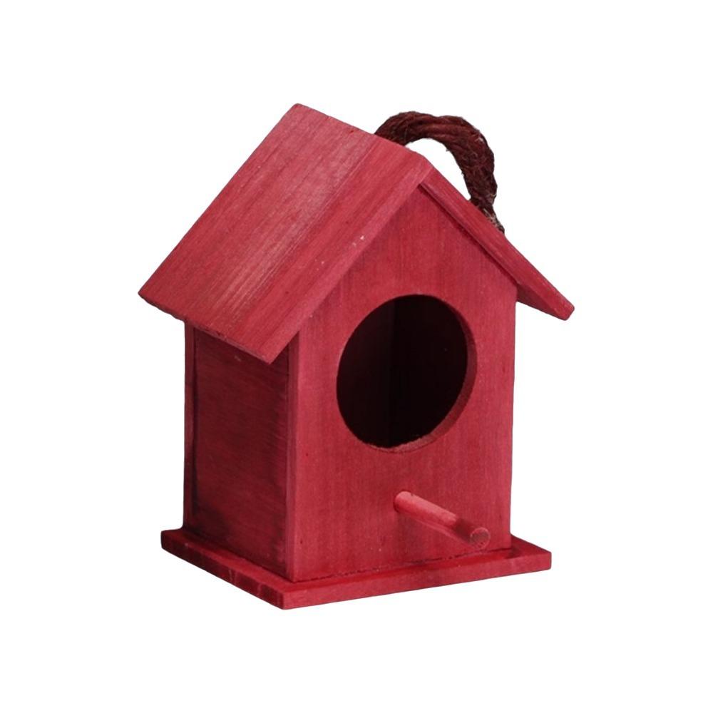 Handmade Bird Nest Box Weather-Resistant Parrot Cage Bird Breeding Box Yard Decoration Red Style A