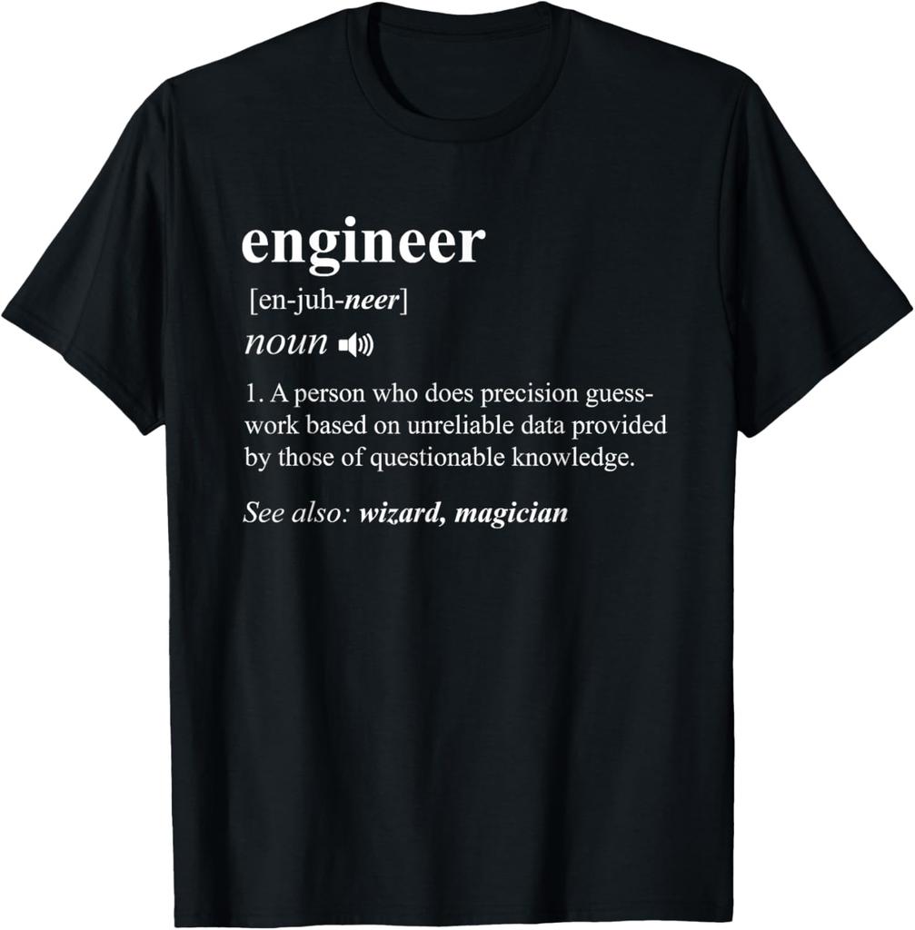 Engineer Definition Funny Graphic Tee Unisexs Soft Breathable TShirt Novelty Gift