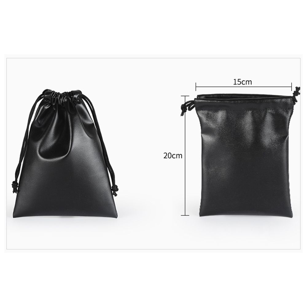 Outdoors Camping Game Toys Jewelry Storage Bag Multi-function Black Faux Leather Drawstring Pouch