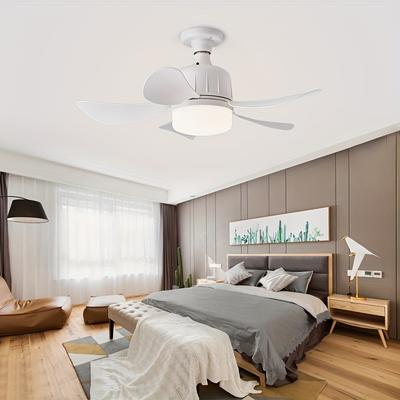 Modern Simple Ceiling Fan with Remote Control LED Light Fan E27 Base, Intelligent Silent Ceiling Fan for Bedroom and Living Room
