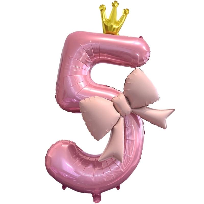 Bowknot Number Shape Balloon Reusable 40Inch Oversize Plastic Balloon For Birthday Wedding Anniversary Party Decoration