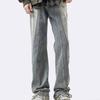 Straight jeans men's spring new American deconstruction design washed loose slim-fitting casual trousers