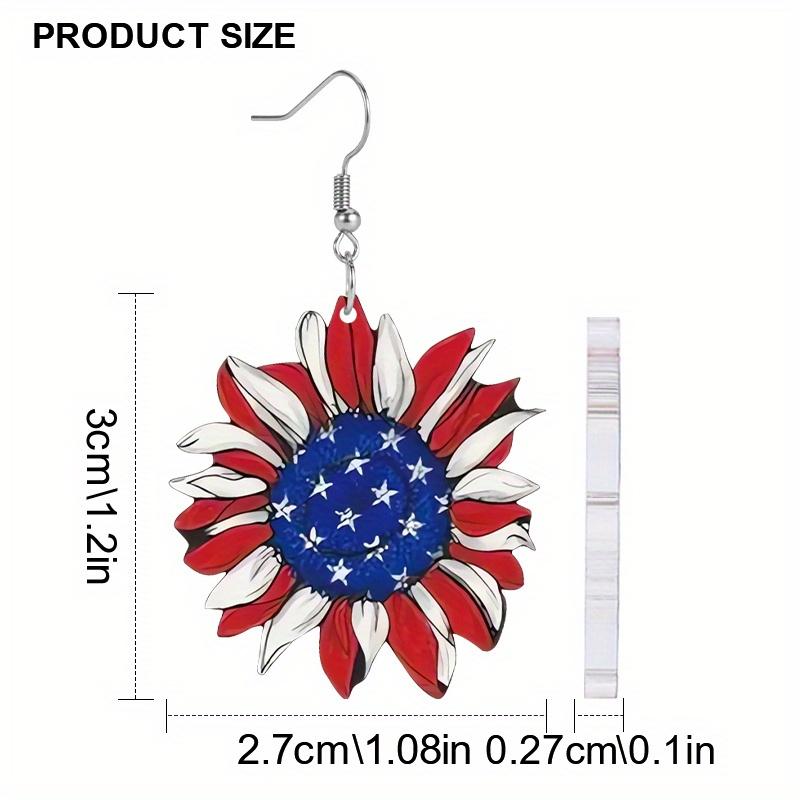 Independence Day Earring Memorial Day Earring Fashion Colorful Flag Sunflower Acrylic Earrings for Women Holiday Earrings