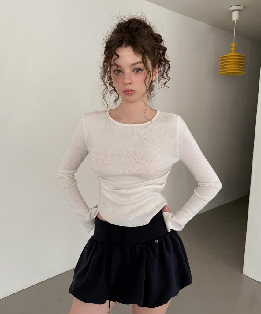 Teuwi Deit Asymmetrical Button Drape Long Sleeve Knit