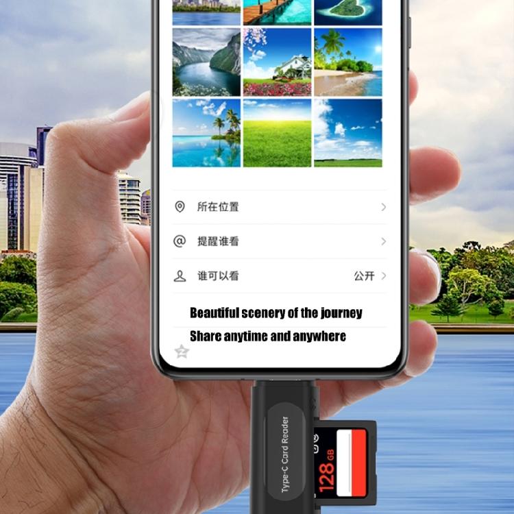 Multiple Device Card Reader USB2.0 Type C Port Supports SDTF Cards Up To 128GB Instants Recognition For Office Travel Use