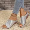 Fashion Gold Silver Wedge Sandals Women 2024 Summer Retro Clip Toe Platform Sandals Woman Plus Size 43 Thick Bottom Gladiator Shoes