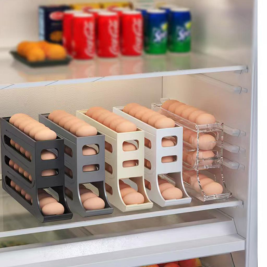 Shelves for Eggs Refrigerator, 4 Levels, and a Dispenser of Eggs  Organizer Egg the Refrigerator Rolling Machine for Kitchen