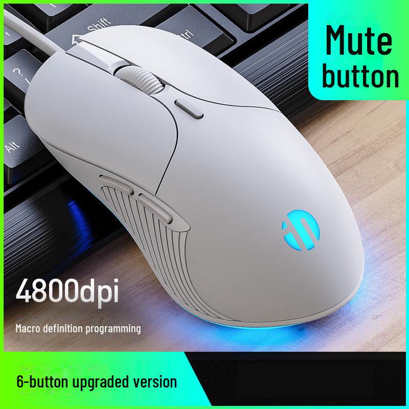 6-Button Macro Gaming Mouse with 4800DPI, Adjustable Speed, and LED Lighting - Model P-B1