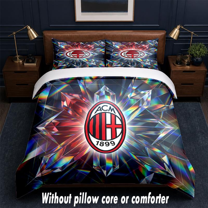 AC Mailand Design Bett Bettwäsche Set 1 Bettbezug + 2 Kissenbezüge Weich Atmungsaktiv Haushalt Bettwäsche