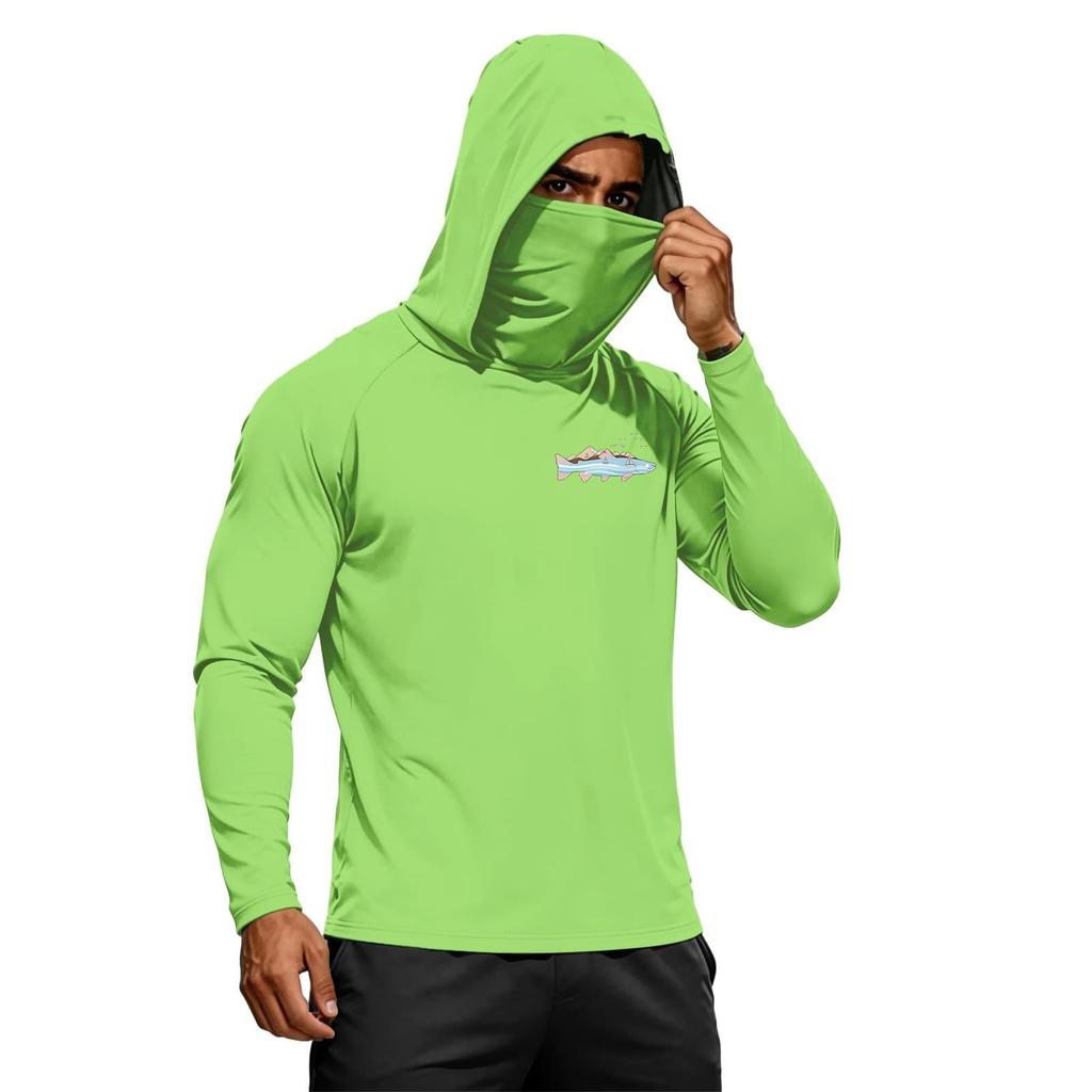Men's Summer Hawaiian Print Quick Dry Long Sleeve T Shirt UPF50 Plus Sun Protection Fitness Sports Hoodie Lightweight Breathable