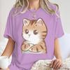 Funny Anime Cat Crossed Arms Print Tshirt Harajuku Kawaii Cat Graphic Tees Summer Casual Streetwear For Unisex And Unisex