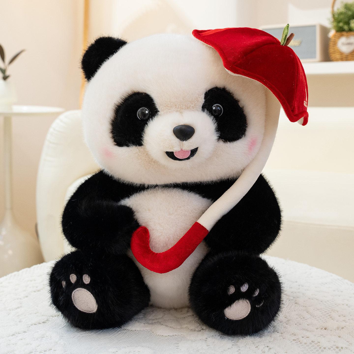 

Cute Apple Panda Doll Plush Toy National Treasure Umbrella Giant Panda Rag Doll Soothes Throw Pillow Children Small 25cm (0.25kg)