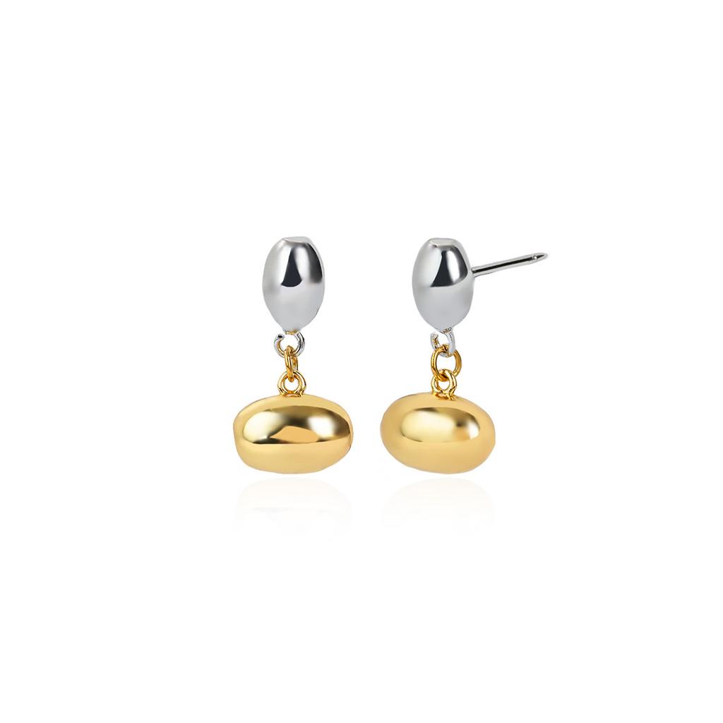 Luxury Double Spliced Oval Stud Earrings For Women Stainless Steel Drop Earring Fashion Aesthetic Christmas Jewelry Gift