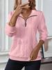 2025 Autumn/Winter Women's Casual Lapel Zipper Sweatshirt with Pockets