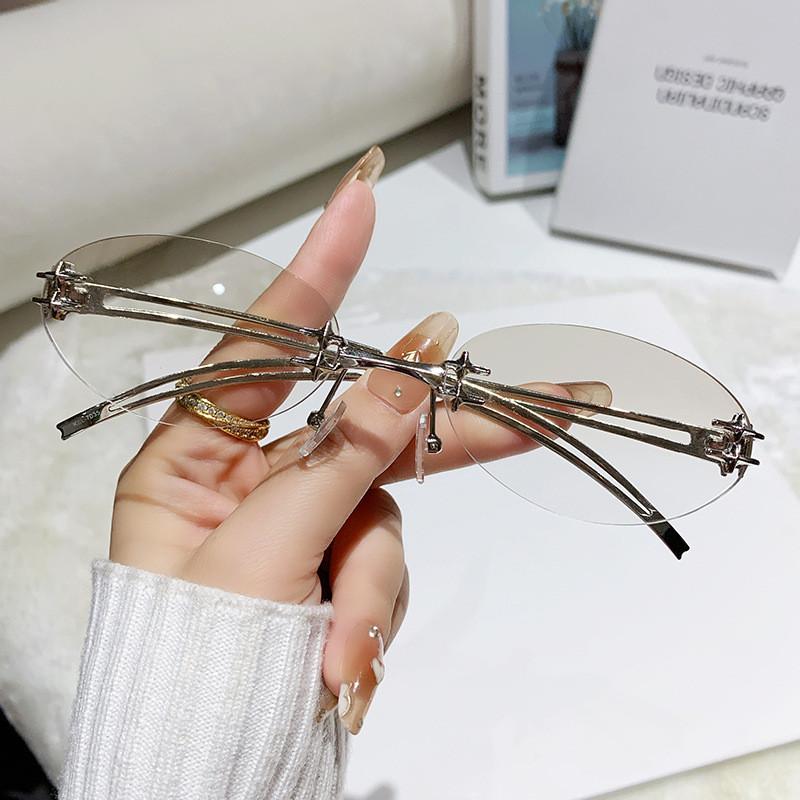 Jennie Style Oval Cat Eye Sunglasses With Uv400 Protection For Fashionable Outings