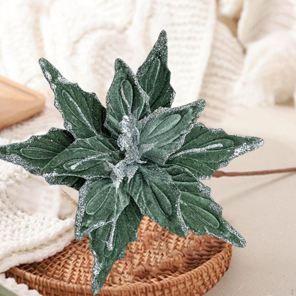 Künstliches Weihnachts-Samt-Mittelstück mit Blumen, Funkelnde Winterdekoration, Schmiedeeisen