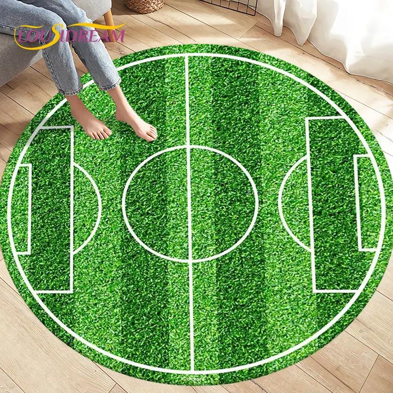 3D Cartoon Soccer Football Circle Area Rug Large,Round Carpet Rug for Living Room Bedroom Sofa Decoration,Kids Play Floor Mat