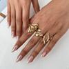 Design Sense Metal Cross-Pleated Ring Set, Hip Hop Water Drop Hug Glossy Ring Woman