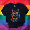 LGBT Ally Cat  Shirt Rainbow Pride Graphic Tee