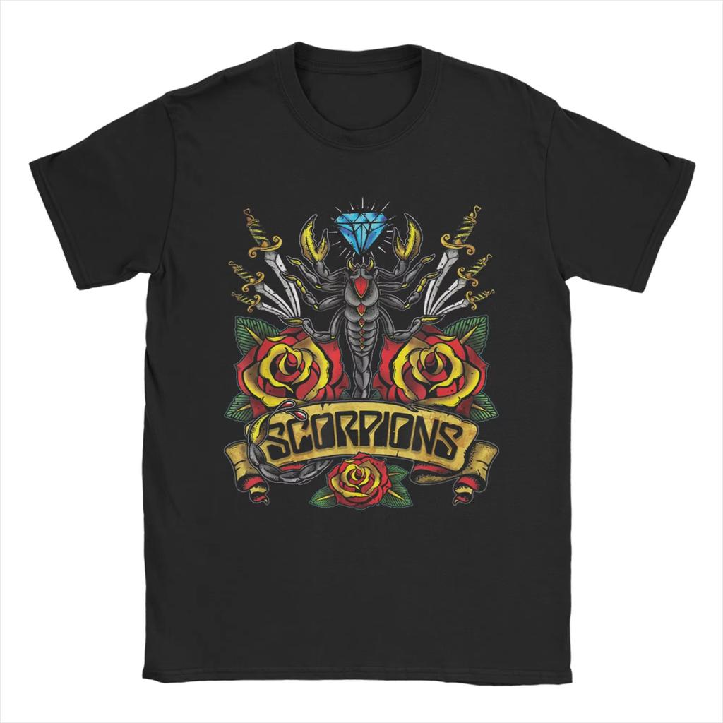 First Sting Scorpions Rock Band T Shirts Men's Cotton Fun T-Shirt O Neck Tees Short Sleeve Clothes Graphic Printed