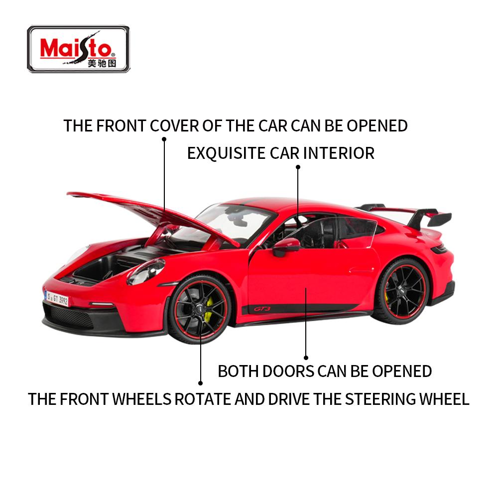 Maisto 1:18 2022 Porsche 911 GT3 Blue Sports Car Static Die Cast Vehicles Collectible Model Car Toys