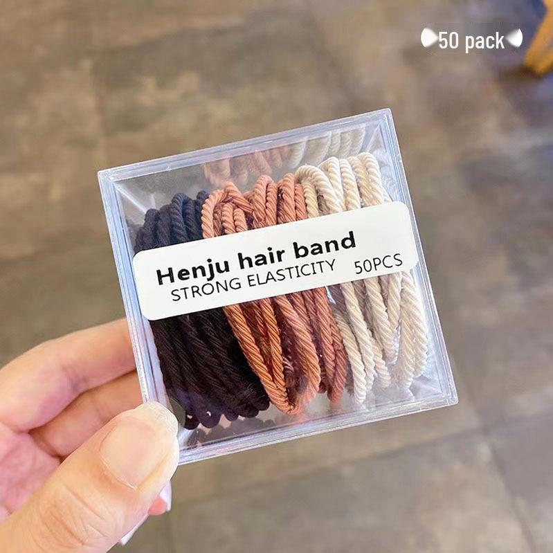 Koreanische Hochelastische Haargummis - 50er-Pack Köper Einfaches Design für Damen-Pferdeschwänze