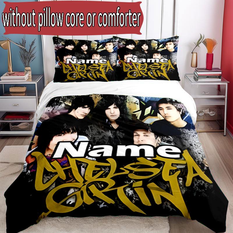 3pcs Duvet Cover Set (1*Duvet Cover + 2*Pillowcase, Without Core), Custom Name Bring Me the Horizon Pattern Bedding Set, Home Bedroom Decor Gift