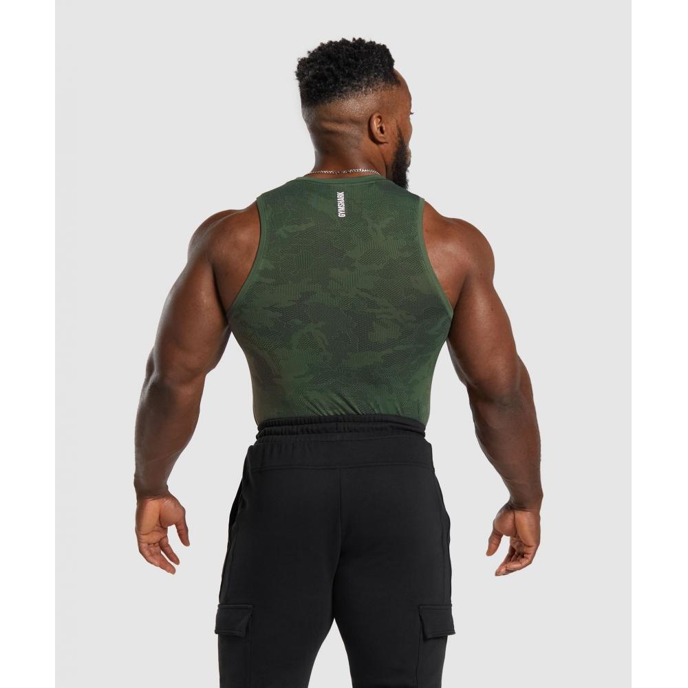 Gymshark Geo Seamless Tank Core Olive Black A6a3k Ebh6.