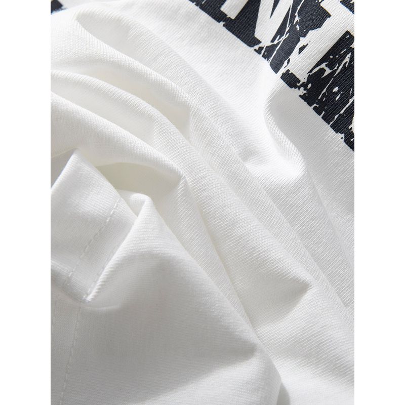 Short-Sleeved Men's Summer New Style Cotton Moisture-Absorbent and Breathable Half-Sleeved Personalized Printed Trendy Slim Casual Round-Neck T-Shirt