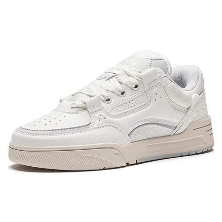 Anta Oscar Puffy Shoes Low Top Skateboard Shoes Women's Ivory White 922348040-2