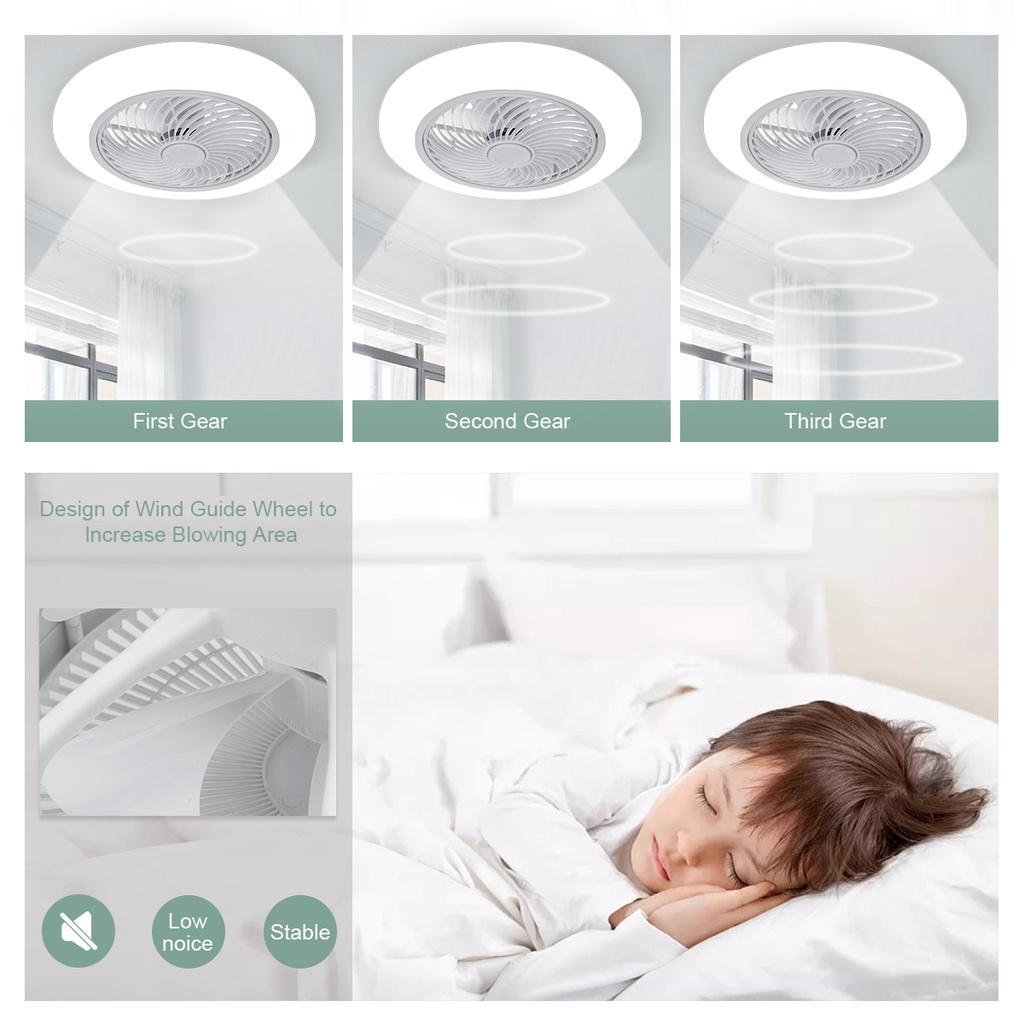 21Inches Modern Intelligent Ceiling Fan Lamp 80W  Bedroom Decoration Lamp Mute Fan Lamp Control by Phone W/ Remote Control