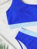 Color Block One Shoulder High Waist Sexy Bikini Set Elegant Two Piece Swimwear