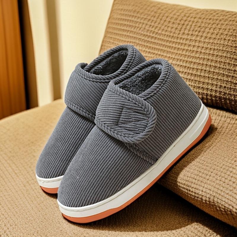 

Зимові нековзкі бавовняні черевики для хлопчиків з підошвою з коров ячої жили, потовщена підошва, липучка, теплі капці для жінок для дому/вулиці 28-29 (5-6 years, 19cm) сірий колір