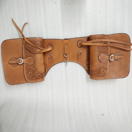 Beautiful Leather Western Trail Tooling Carving Horse Saddle Bag Horse Riding Saddle Bag.