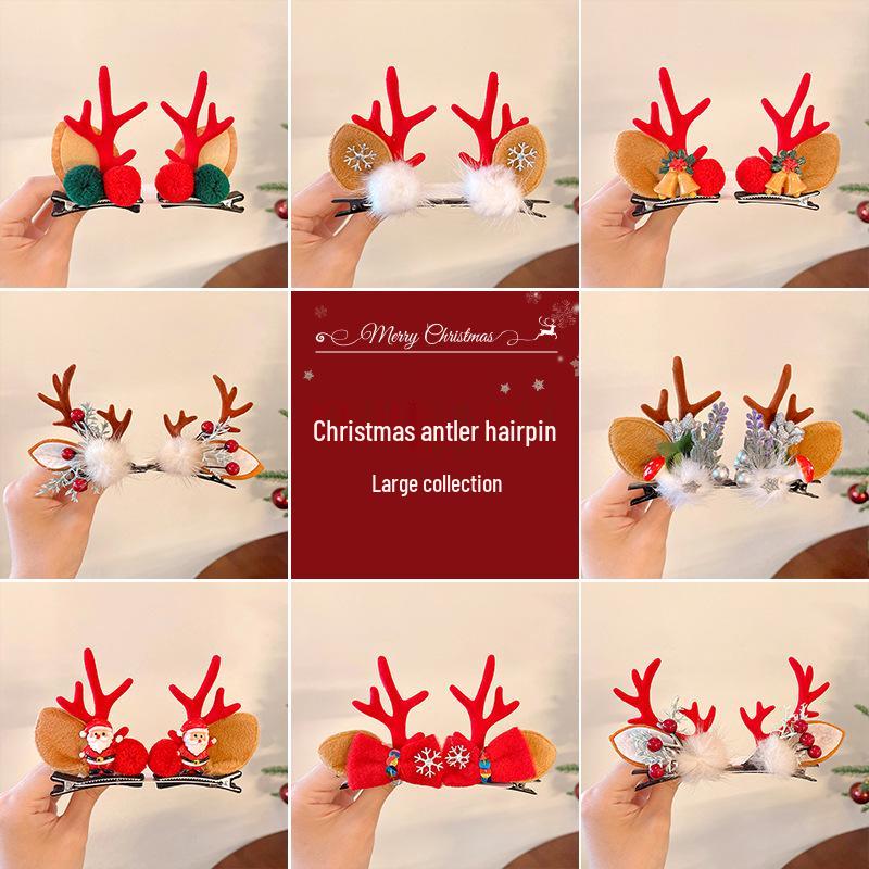 Christmas Antler Hair Clips for Girls - Holiday Party Hair Accessories for Children