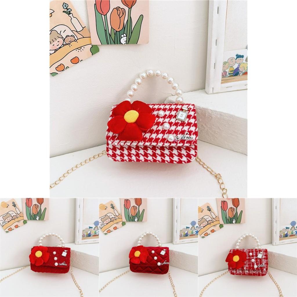 Eyecatching Kids Crossbody Bag Bright Red Pearl Princess Bag With Durable Antitheft Features