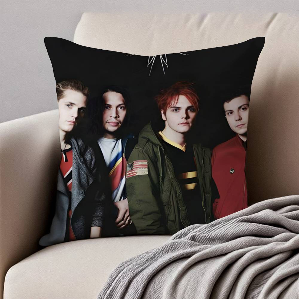 My C-Chemical Romance Pillow Case Anti-dustmite Pillowcase Invisible zipper silky short plush Sofa cushion cover