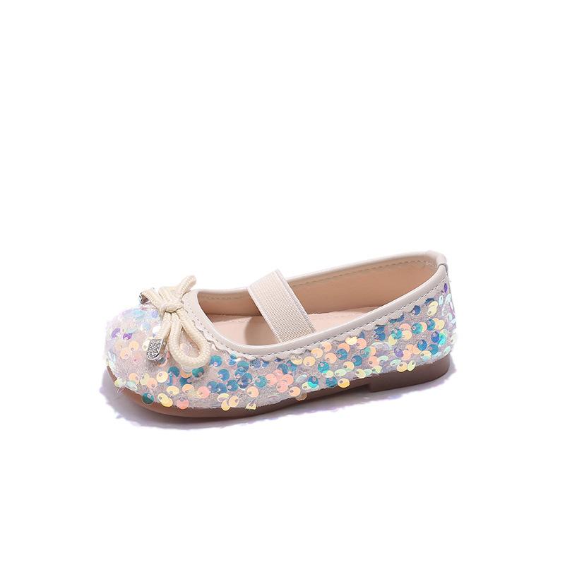 2026Spring and Autumn New Style Children's Girls' Leather Shoes Princess Shoes Fashionable Sequin Leather Shoes Children's Dance Shoes